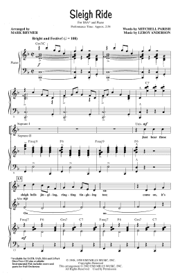 page one of Sleigh Ride (arr. Mark Brymer) (SSA Choir)