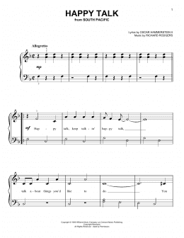 page one of Happy Talk (from South Pacific) (Very Easy Piano)