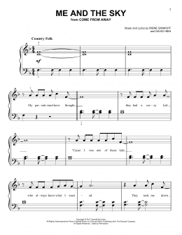 page one of Me And The Sky (from Come From Away) (Very Easy Piano)