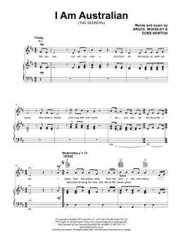 page one of I Am Australian (Piano, Vocal & Guitar Chords (Right-Hand Melody))