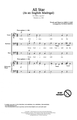page one of All Star (As an English Madrigal) (arr. Nathan Howe) (TBB Choir)