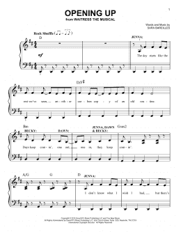 page one of Opening Up (from Waitress The Musical) (Very Easy Piano)