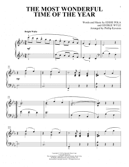 page one of The Most Wonderful Time Of The Year (Piano Solo)
