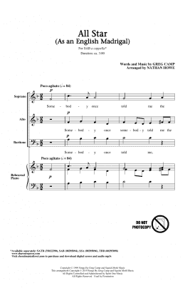 page one of All Star (As an English Madrigal) (arr. Nathan Howe) (SAB Choir)