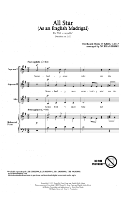 page one of All Star (As an English Madrigal) (arr. Nathan Howe) (SSA Choir)