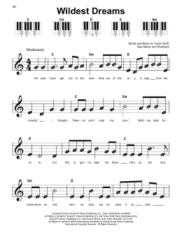 page one of Wildest Dreams (Super Easy Piano)