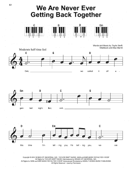 page one of We Are Never Ever Getting Back Together (Super Easy Piano)