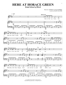 page one of Here At Horace Green (from School of Rock: The Musical) (Piano & Vocal)
