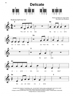 page one of Delicate (Super Easy Piano)