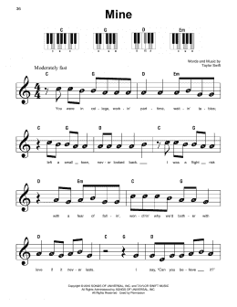 page one of Mine (Super Easy Piano)