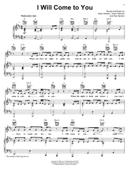 page one of I Will Come To You (Piano, Vocal & Guitar Chords (Right-Hand Melody))