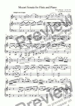 page one of Mozart Sonata for Flute and Piano