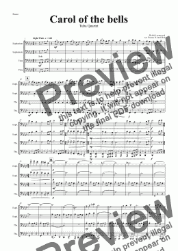 page one of Carol of the Bells - Pentatonix style - Brass Quartet