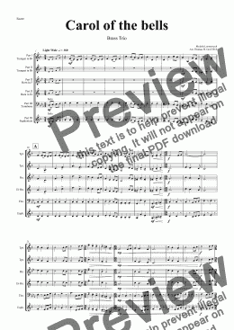 page one of Carol of the bellsCarol of the Bells - Pentatonix style - Brass Trio