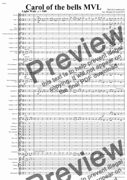 page one of Carol of the Bells - Pentatonix style - Concert Band