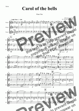 page one of Carol of the bells - Pentatonics style - Flute Trio