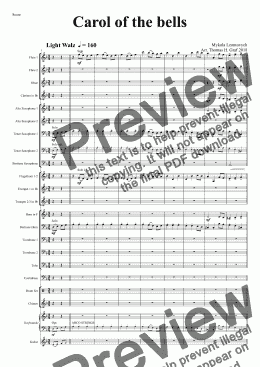 page one of Carol of the bells - Pentatonics style - Wind Band