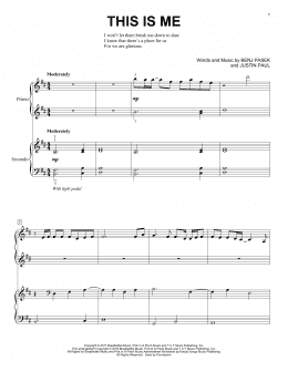 page one of This Is Me (from The Greatest Showman) (Piano Duet)