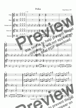 page one of Mvmt. 3. Polka (WW quintet)