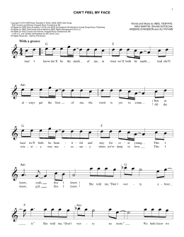 page one of Can't Feel My Face (Easy Lead Sheet / Fake Book)