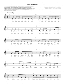 page one of Call Me Maybe (Easy Lead Sheet / Fake Book)
