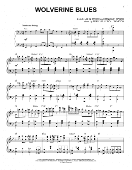 page one of Wolverine Blues [Jazz version] (Piano Solo)