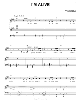 page one of I'm Alive (from the musical Tootsie) (Piano & Vocal)