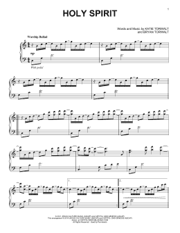 page one of Holy Spirit (Piano Solo)