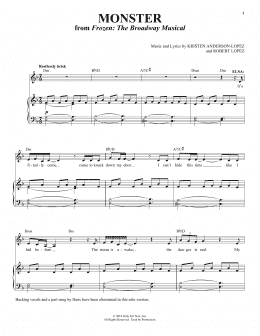 page one of Monster [Solo version] (from Frozen: The Broadway Musical) (Piano & Vocal)