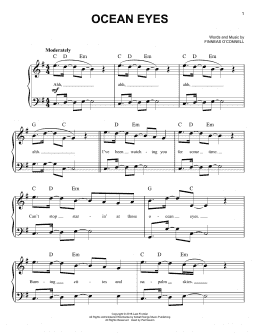 page one of ocean eyes (Easy Piano)