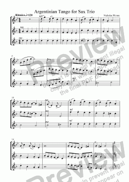 page one of Argentinian Tango,No.3 of Dances for Sax Trio
