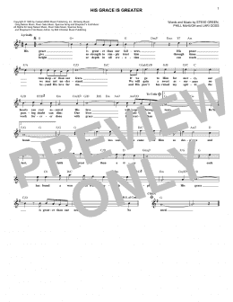 page one of His Grace Is Greater (Lead Sheet / Fake Book)