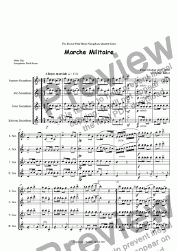 page one of Marche Militaire arr for Saxophone Quartet