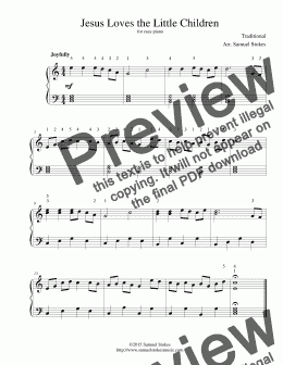 page one of Jesus Loves the Little Children - for easy piano
