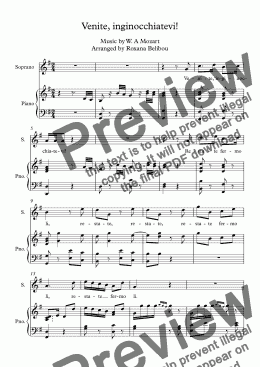 page one of Venite, inginocchiatevi by W.A Mozart Soprano & Piano