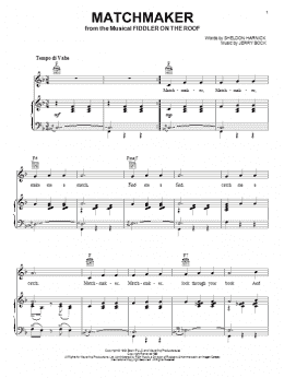page one of Matchmaker (from Fiddler On The Roof) (Piano, Vocal & Guitar Chords (Right-Hand Melody))