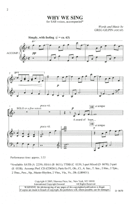 page one of Why We Sing (SAB Choir)