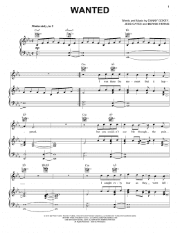 page one of Wanted (Piano, Vocal & Guitar Chords (Right-Hand Melody))