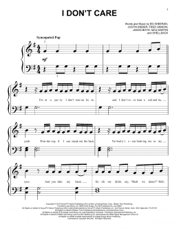 page one of I Don't Care (Big Note Piano)