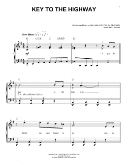 page one of Key To The Highway (Very Easy Piano)