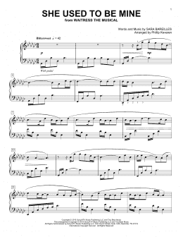 page one of She Used To Be Mine [Classical version] (from Waitress) (arr. Phillip Keveren) (Piano Solo)