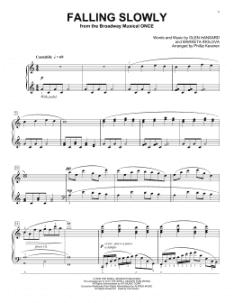 page one of Falling Slowly [Classical version] (from the musical Once) (arr. Phillip Keveren) (Piano Solo)