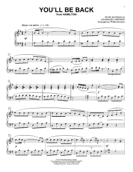 page one of You'll Be Back [Classical version] (from Hamilton) (arr. Phillip Keveren) (Piano Solo)