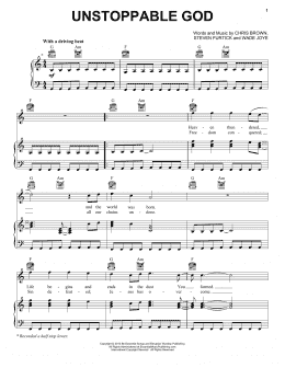 page one of Unstoppable God (Piano, Vocal & Guitar Chords (Right-Hand Melody))