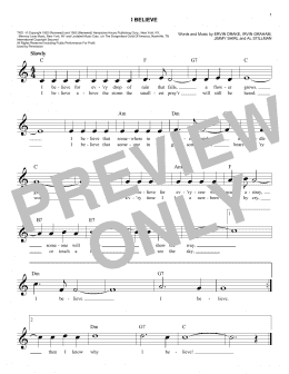 page one of I Believe (Easy Lead Sheet / Fake Book)