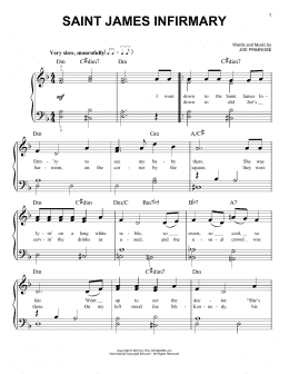 page one of Saint James Infirmary (Very Easy Piano)