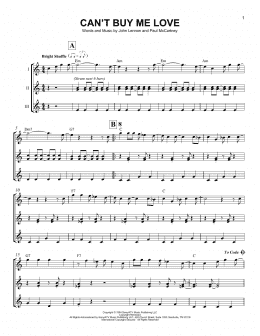page one of Can't Buy Me Love (Ukulele Ensemble)