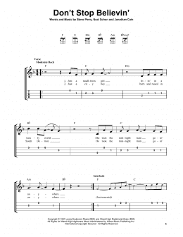 page one of Don't Stop Believin' (Easy Ukulele Tab)