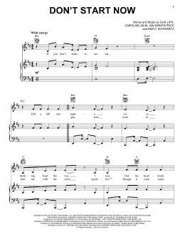 page one of Don't Start Now (Piano, Vocal & Guitar Chords (Right-Hand Melody))