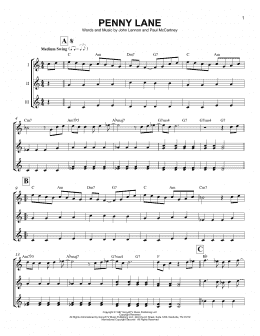 page one of Penny Lane (Ukulele Ensemble)